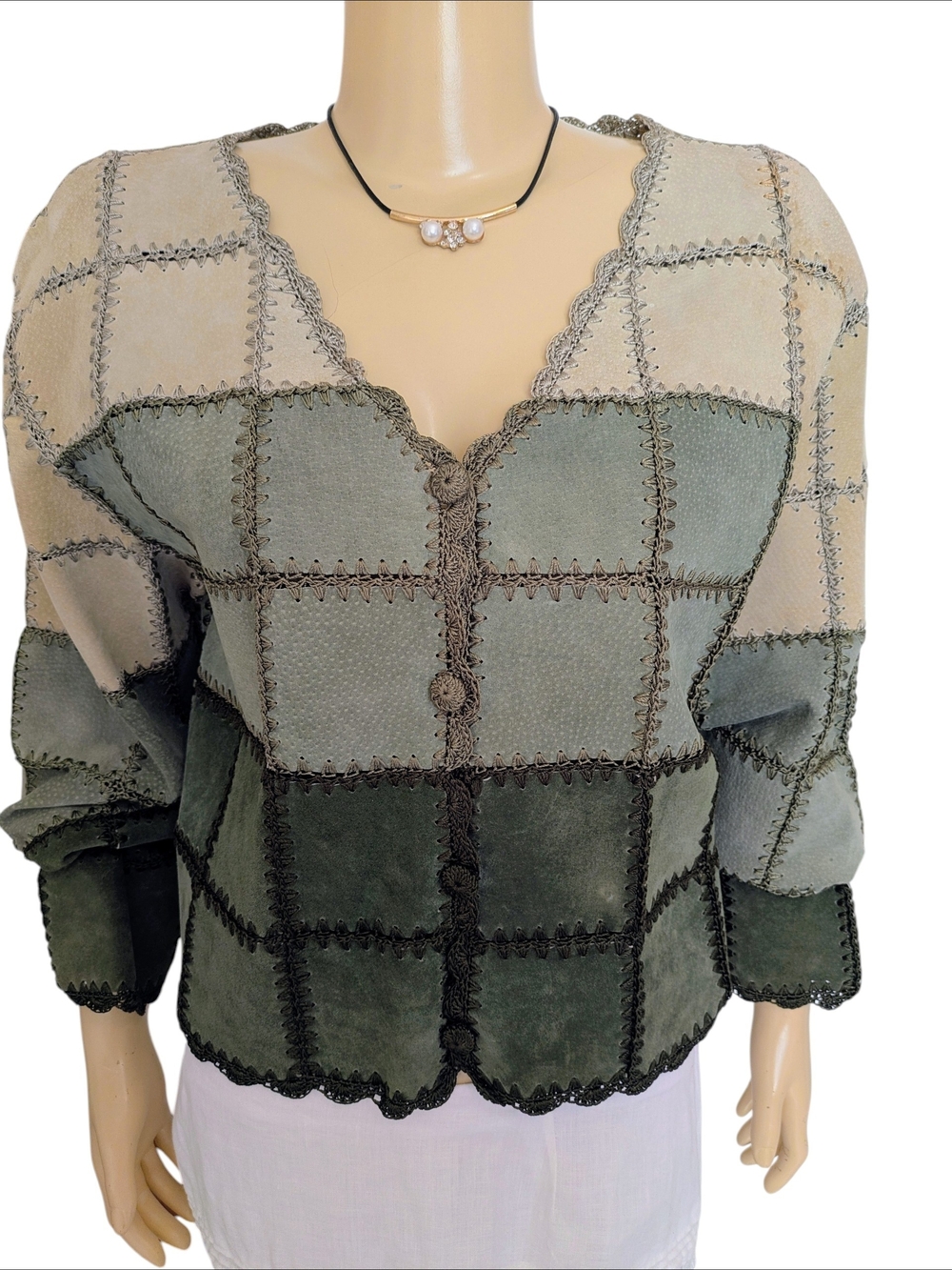 Gantos Vintage Patchwork Suede Jacket / Cropped Boho Cardigan